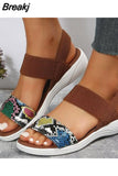 Platform Round Toe Sandals Wedge Black Office Sandals Summer Women Flat Roman Sandals Casual Beach Shoe Chic