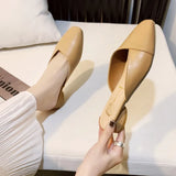 Summer Fashion Women Pointed Toe Slipper Nude White Square Low Heels Outsides Ladies Slides Luxury Brand Beach Mules