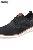 Men's Business Dress Shoes Brogue Style Men Flat Outdoor Walking Casual Shoes Breathable Woven Men's Office Shoes