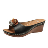 Breakj Flower Sandals Platform Platform Platform With Low Women's Slippers Wise Large Size