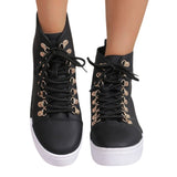 Shoes Women's Thick-Solle Shoes 2025 New Round Head High-Top Casual Board Shoes
