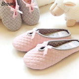 Bowtie Winter Women Home Slippers For Indoor Bedroom House Soft Bottom Cotton Warm Shoes Adult Guests
