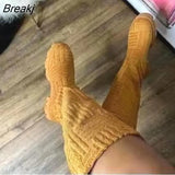 Winter New High Boots Fashion Warm Knee Plush Thick Heel Middle Boots Shoes Women's Versatile Slip-On Outdoor Riding