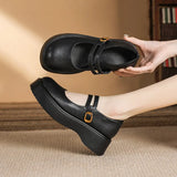 Breakj Mary Jane Platform Single Shoes Female Shallow Mouth English Wind College Korean Version Of Small Leather Shoes Female Round Head Loafer
