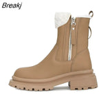 Lamb Wool Ankle Boots Flat Shoes for Women 2023 The New Thick Sole Women's High Woman Fashion Platform Snow