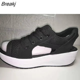 Sandals 2023 New Ladies Platform Sandals Wedge Lace-Up Comfortable Women Sandals Open Toe Mesh Casual Summer