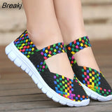 Size Women Flat Shoes 2023 Fashion Elastic Band Weave Shoes Women Comfort Flat Shoes Women Casual Loafers Zapatos De