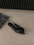 Flat-Bottomed Black Baotou Sandals Fairy Shoes 2023 New Spring And Summer Pointed Diamond Single