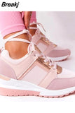 2023 Sports Casual Summer New Thick Bottom Wedge Casual Shoes Strap Mesh Women Fashion Sneakers Women Platform