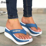 Women Summer 2022 Fashion Flip Flops Outdoor Casual Platform Sandals Ladies Plus Size Wedges Beach Slippers