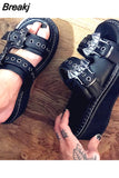 Design Gothic Style Vampire Cosplay Platform Wedges Woman Shoes Sandals Summer Cosy Fashion Women Shoes Slipper