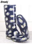 Women Rain Boots Waterproof Lightweight Knee-High Garden Shoes Woman Flower Rubber Platform Work Boot Botas De
