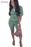 Juicy Print Tracksuit Women Round Neck Short Sleeve Tshirt And Shorts Two Piece Sets Summer Sporty Fitness Outfits