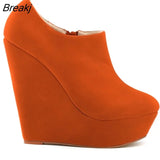 Autumn Winter Boots For Women Wedges Platform Flock Women's Ankle Fashion Short Boot Shoes