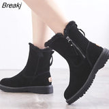Genuine Leather Winter Shoes Women Snow Boots Warm Shoes Cold Winter Woman Ankle Boots Female Height Increasing 4.5cm