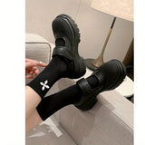 New Arrival Women Pumps Round Toe Platforms Hook&Loop Genuine Leather Thick High Heels Shoes Woman Size