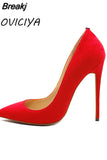 Women Pumps for Wedding Shoes Pointed Toe Sexy High Heels Shoes 12 cm 10 cm Stilettos Red Black plus size 33-45 RM001