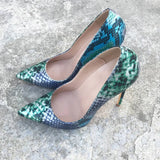 ladies shallow 12cm high heels pumps serpentine color mixing dress women shoes QP050
