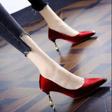 Classic Slip on Red Square Heel Shoes for Office Women Fashion Sweet Black Pointed Toe Party Pumps Salto Alto