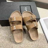New Summer Women Slippers Fahsion Beach Cork Slippers Casual Double Buckle Non-slip Slides Women Slip On Flip Flop