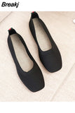 of Women 2023 Summer Fashion Knitted Mesh Breathable Ladies Loafers Comfort Square Toe Casual Flats Zapatos De