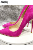 pure color stiletto pointed toe 12cm high heels elegant office handmade daily wear ladies pump red black RM028