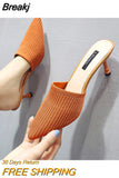 Summer Slippers Women Baotou Slingback Sandals Slippers Breathable Wild Fashion Thin Heels High Heels Women