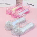 with Medium Heels Summer 2023 Bow Sandals for Women Beach Ladies Shoes Jelly Plastic Pvc Trend Anti Slip Hot Shoe