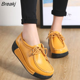 Women Loafers Autumn New Lace Up Platform Casual Shoes Fashion Ladies Non-slip Walking Shoes Female Rocking Shoes Size