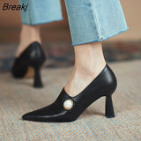 Women Fashion Light Brown High Quality Heel Shoes for Autumn Amp Spring Lady Classic Comfort Stylish Black Shoes Women