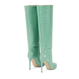 Women's High Boots Crocodile Print Slip-on Long Boots Women Sexy High Heels Designer Shoes Stiletto Concise Demonia Boots