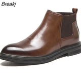 Winter Chelsea Boots Men Genuine Leather Shoes Men Ankle Boots Fashion Brand Autumn Winter Male Footwear Black