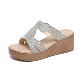 Heels For Women Wearing Slippers, Thick Soles, Water Drill Sandals, Summer Flat Soles, Roman Shoes, Small People, Heightened