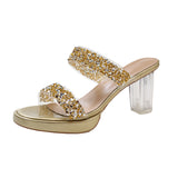 sequins Slippers Women summer new Sexy transparent heel open toe slippers Women Fashion Casual Slippers Large size