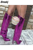 Boots Sexy Runway Stilettos Pointed Toe Women High Boots Candy Colors High Heels Shoes Side Zipper Long Botas Mujer