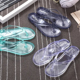 Beach Flat Clear Flip Flops Girls Transparent Slippers Female Jelly Shoes Plain Color Women's Flip-Flops Ladies