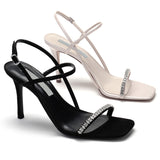 Sandals Women Rhinestone Sexy Thin High Heels Sandals Female 2024 New Summer Party Dress Shoes Ladies Black Pumps