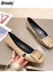 Woman 2023 Patent Leather Ballet Flats Shallow Mouth Modis Casual Female Sneakers Buckle Ladies' Footwear Square Toe New
