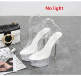 Up Glowing Shoes Woman Luminous Clear Sandals Women Platform Shoes Clear High Heel Transparent Stripper Wedding