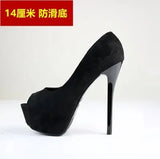 Cm Suede Super High Heels Fish Mouth Single Shoes Thin Heels Party Pumps Small Size Waterproof Platform Womens Shoes