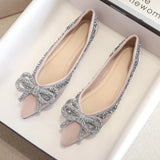 New Ballet Flats Shoes for Women Fashion Rhinestones Bow Flat Footware Female Plus Size Moccasin Boat Shoes Chaussure