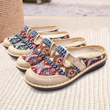 Fashion Women's Shoes Bohemia Style Embroidered Linen Breathable Outdoor Casual Slippers Shoes for Women Zapatos De
