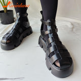 Chunky Heels Sandals 2023 Spring Summer Shoes Gothic Style Cool Fashion Walking Comfy Office Lady Woman Shoes