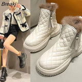 Women Boots Fashion Plus Velvet Winter Snow Boots Female Slip on Flat Casual Ankle Boots Ladies Short Boots Cotton
