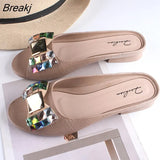 Slippers Women's New Women's Half Slippers Outer Wear Set Feet Fashion Rhinestone Flat Heelless Women's