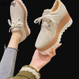 New Autumn Winter Women Plus Velvet Thick Warm Cotton Shoes Female Snow Boots Casual Increase Platform Thick Sole