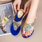 Slippers In The Summer Of 2024 Women Wear Crystal Diamond-Encrusted Fashionable Flip-Flops With Flat Soles To Prevent
