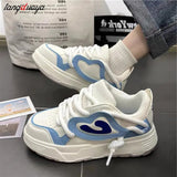 Harajuku Sneakers Women's Running Shoes 2024 New Thick Platform Sneakers students Outdoor Casual Pu Leather Vulcanized