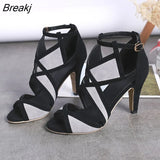 Hot Sandalia Feminina Summer Gladiator High Heels Peep Toe Sandals Casual Shoes Woman Waterproof