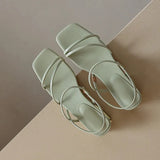 Summer Sexy OpenToe Female Sandals Feet Bare Straps Shoes Rubber Soles Low Heel Women